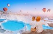 Concept,Travel,Tourist,Background,Pamukkale,Turkey.,Lover,Couple,Watching,Hot