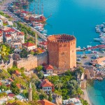 Landscape,With,Marina,And,Red,Tower,(kizil,Kule),In,Alanya Landscape,With,Marina,And,Red,Tower,(kizil,Kule),In,Alanya